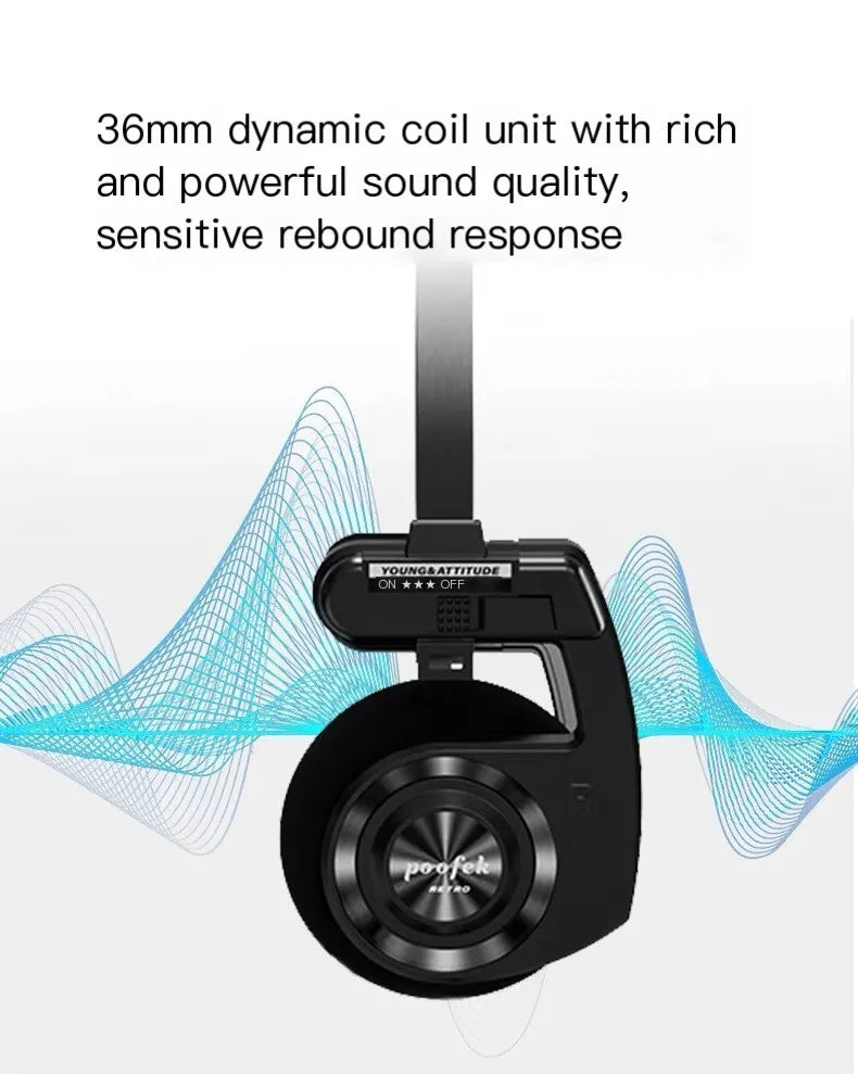 Original Bluetooth5.3 Wireless Headphones Sports Earbuds Retro Foldable Headset Stereo Gaming Noise Reduction Fashion