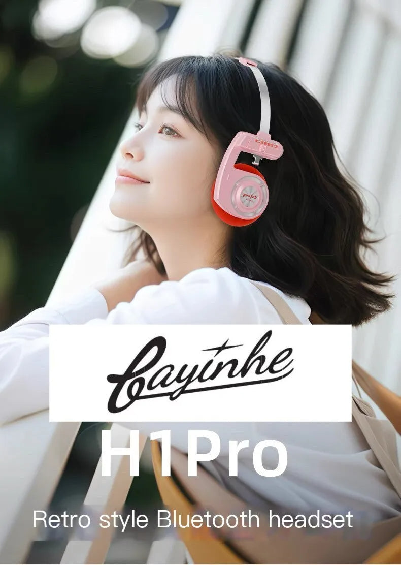 Original Bluetooth5.3 Wireless Headphones Sports Earbuds Retro Foldable Headset Stereo Gaming Noise Reduction Fashion