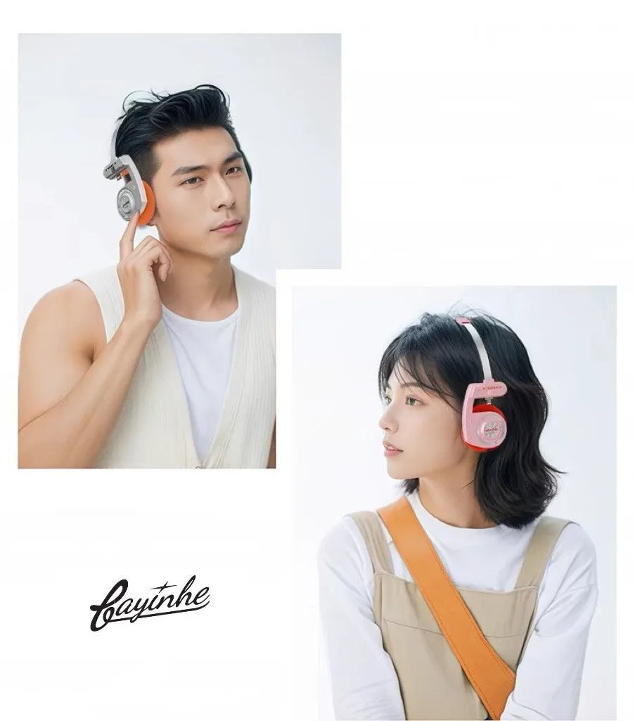 Original Bluetooth5.3 Wireless Headphones Sports Earbuds Retro Foldable Headset Stereo Gaming Noise Reduction Fashion