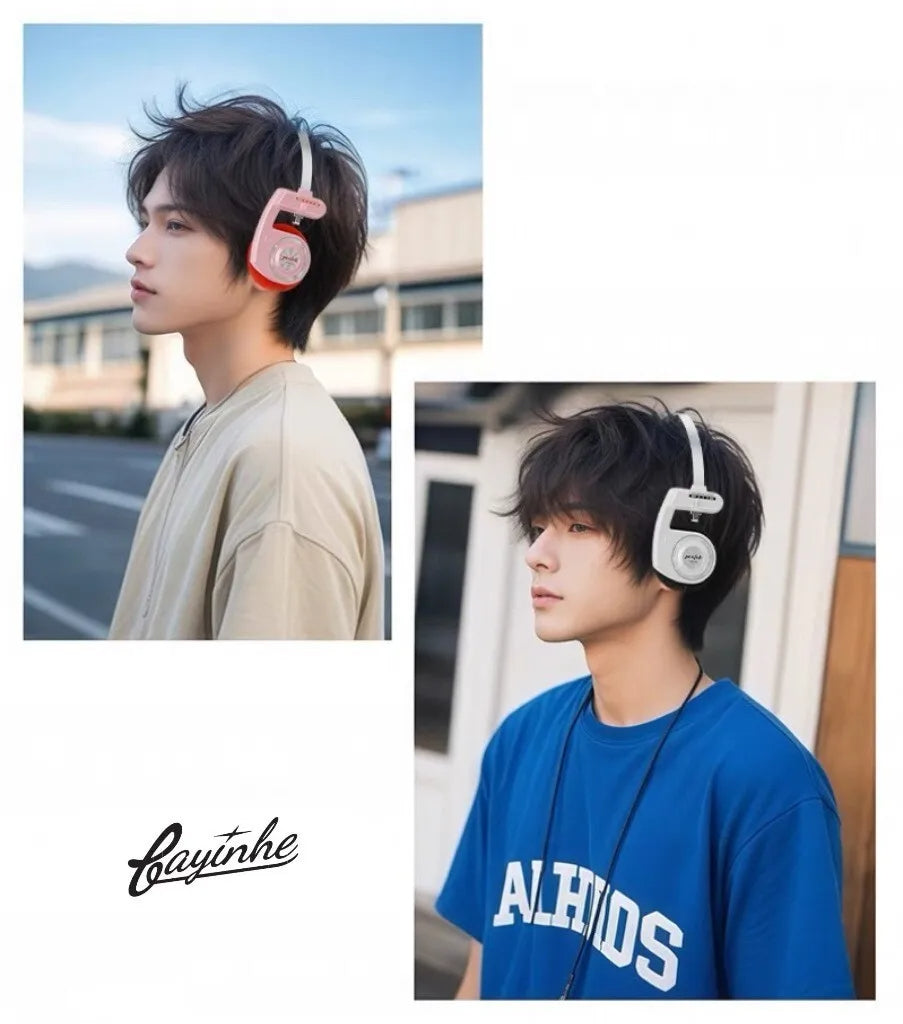 Original Bluetooth5.3 Wireless Headphones Sports Earbuds Retro Foldable Headset Stereo Gaming Noise Reduction Fashion