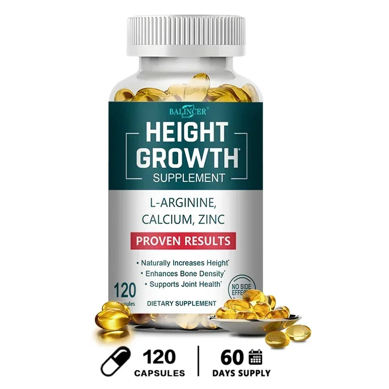Height Growth Calcium Vitamin D Supplement Natural Vegetarian Capsules Increase Bone Strength Height Promoter Adults Children