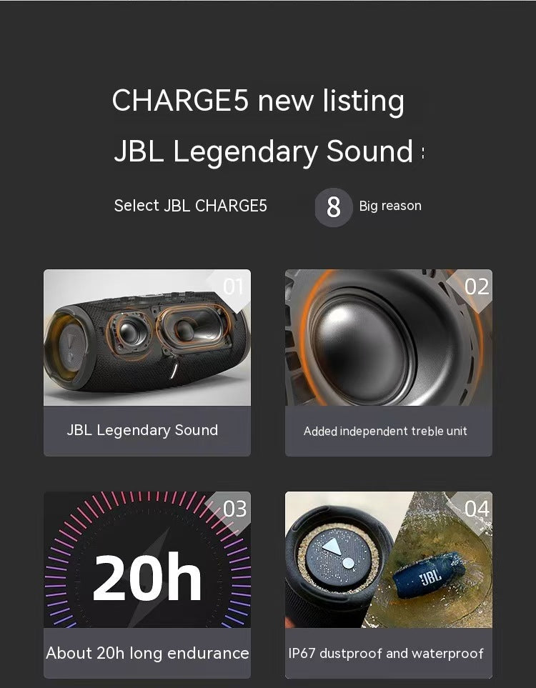J.B.L CHARGE5 Portable Waterproof (IP67) Bluetooth Speaker