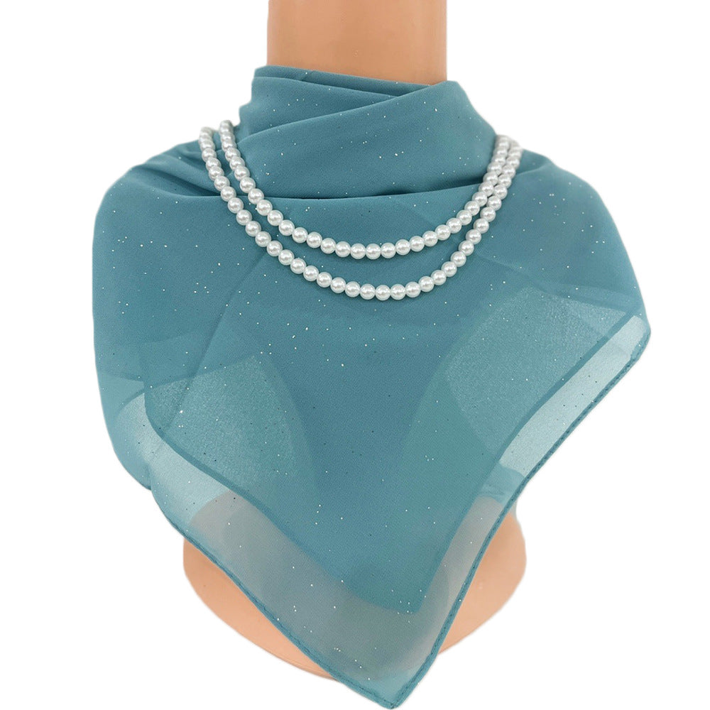 85 * 85cm New Solid Color Chiffon Square Scarf Point Diamond Simple Breathable Women's Scarf Shawl