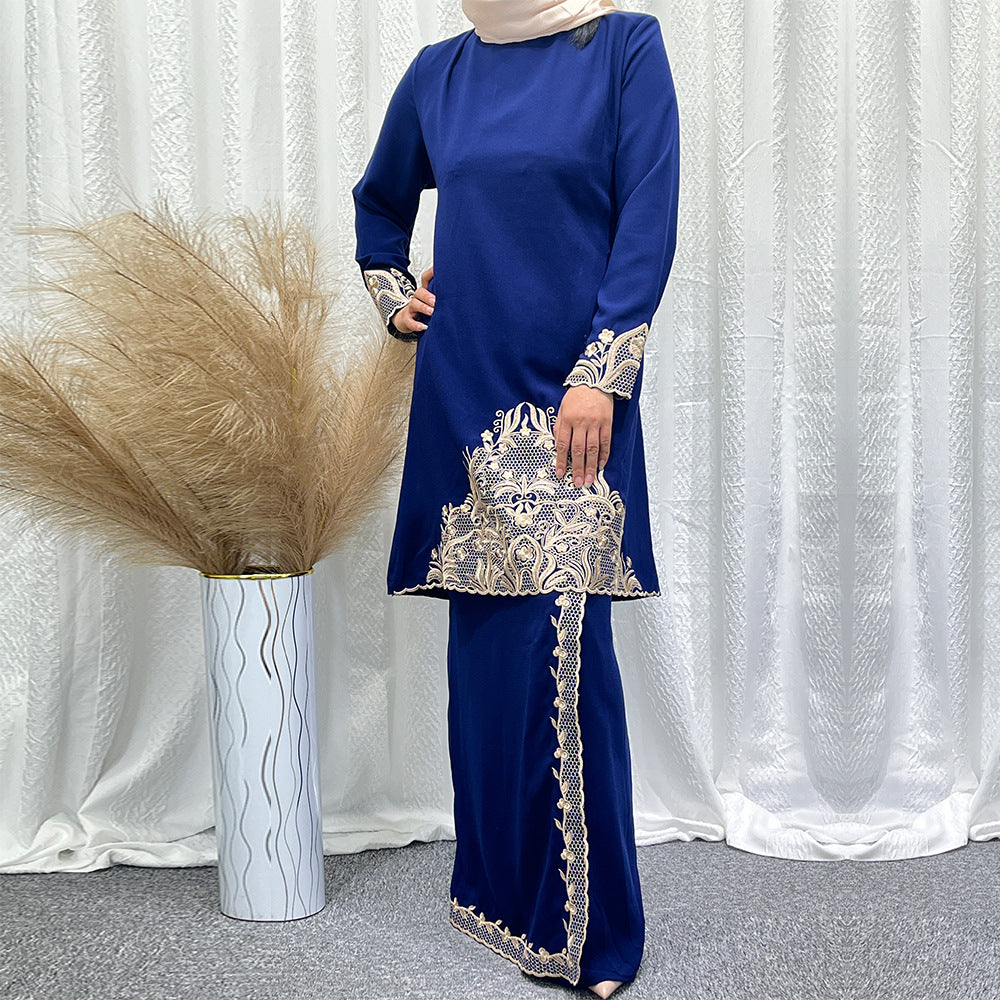 Hong Kong Ancient Cage Clothing Hemp Embroidery Hollow Embroidery Heavy Industry Skirt Two-piece Suit 2025
