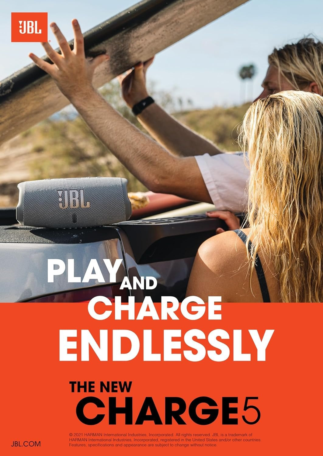 J.B.L CHARGE5 Portable Waterproof (IP67) Bluetooth Speaker
