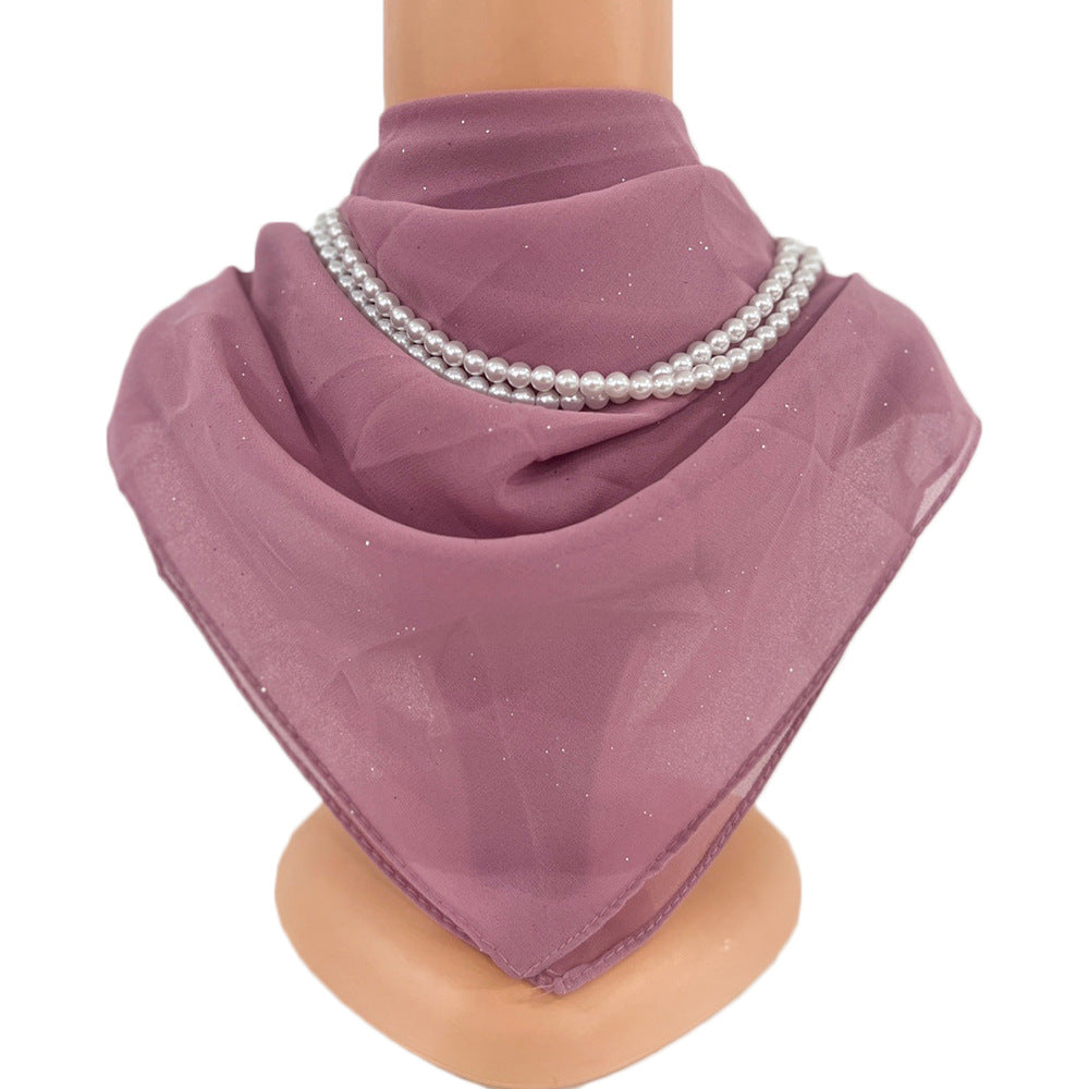 85 * 85cm New Solid Color Chiffon Square Scarf Point Diamond Simple Breathable Women's Scarf Shawl