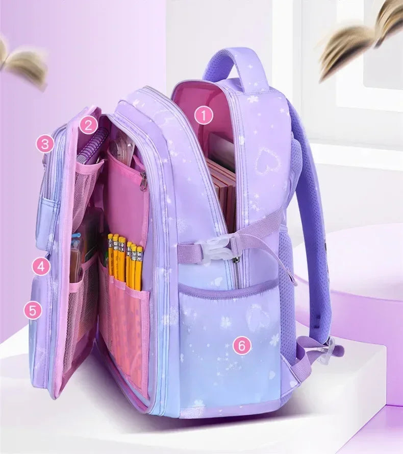 Primary Bow Knot Schoolbag With Rabbit Pendant For Girls Orthopaedics Kids Backpack Waterproof School bag