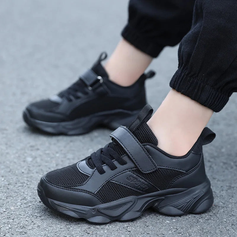 Children's Fashion Sports Shoes Breathable Student Black School Walking Shoes Anti-skid Boys& Girls Casual Running Sneaker