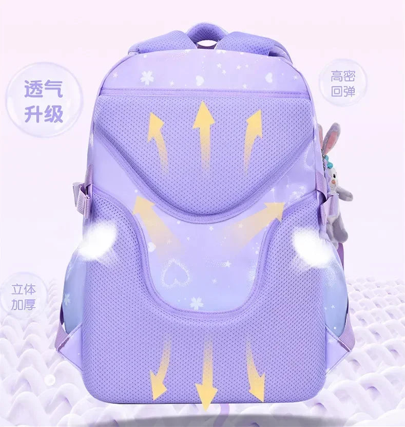 Primary Bow Knot Schoolbag With Rabbit Pendant For Girls Orthopaedics Kids Backpack Waterproof School bag