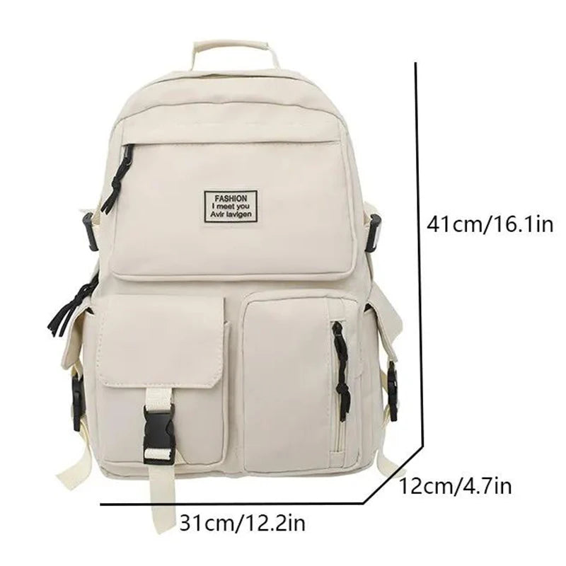 A Load Of Multi-pocket Men and Women Universal Nylon Large-capacity Leisure Simple Schoolbag Insert Buckle Computer Backpack