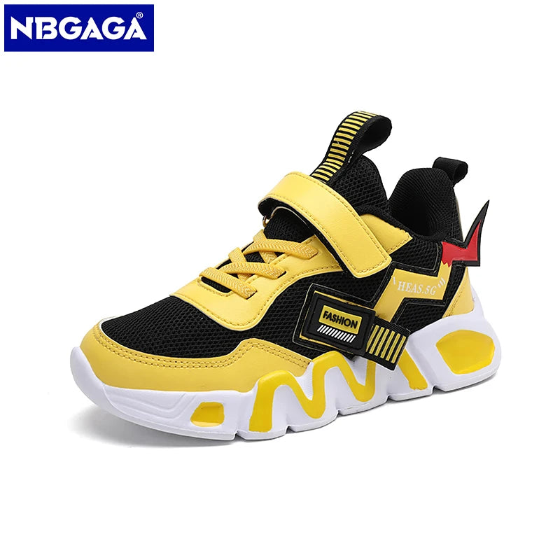 Cartoon Kids Shoes for Boys Mesh Sneakers Children Casual Sport Little Boy Running Tenis Yellow School Student Shoes 2023