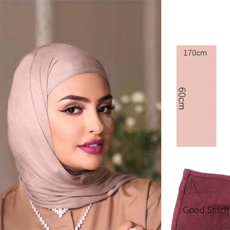 Muslim Women Jersey Hijab Scarf Stretchy Modal Cotton Hijabs Plain Soft Turban Head Wraps Islamic Africa Headscarf Scarves170*60