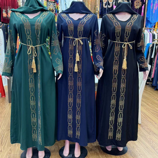 2025 Autumn New Fashion Temperament Elegant Solid Color Embroidery Chiffon Plus Size Women's Clothing Dress