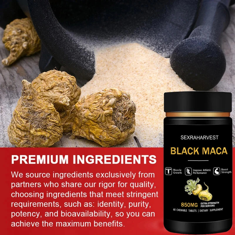 Powerful Black Maca Booster for Men and Women,Maca Pill Supplements for Health, Energy, Endurance, Muscle Mass,Maca Root Capsule