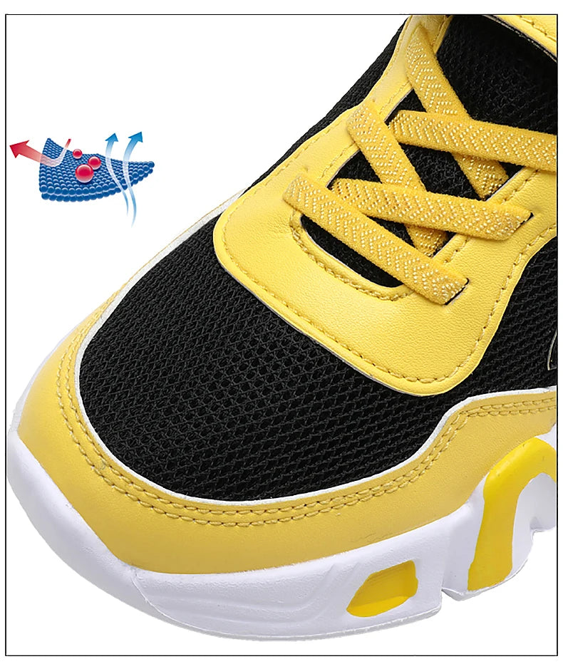 Cartoon Kids Shoes for Boys Mesh Sneakers Children Casual Sport Little Boy Running Tenis Yellow School Student Shoes 2023