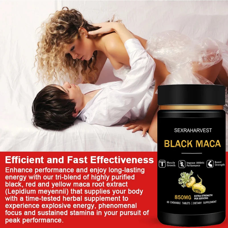 Powerful Black Maca Booster for Men and Women,Maca Pill Supplements for Health, Energy, Endurance, Muscle Mass,Maca Root Capsule