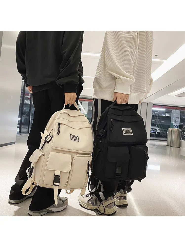 A Load Of Multi-pocket Men and Women Universal Nylon Large-capacity Leisure Simple Schoolbag Insert Buckle Computer Backpack