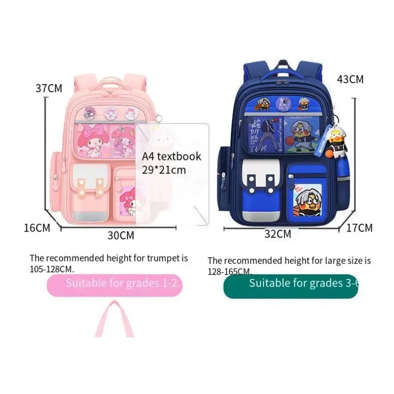 New Schoolbag Girls & Boy Primary School Students Large Capacity Backpack Female Boys Spine Protection Shoulder Bag