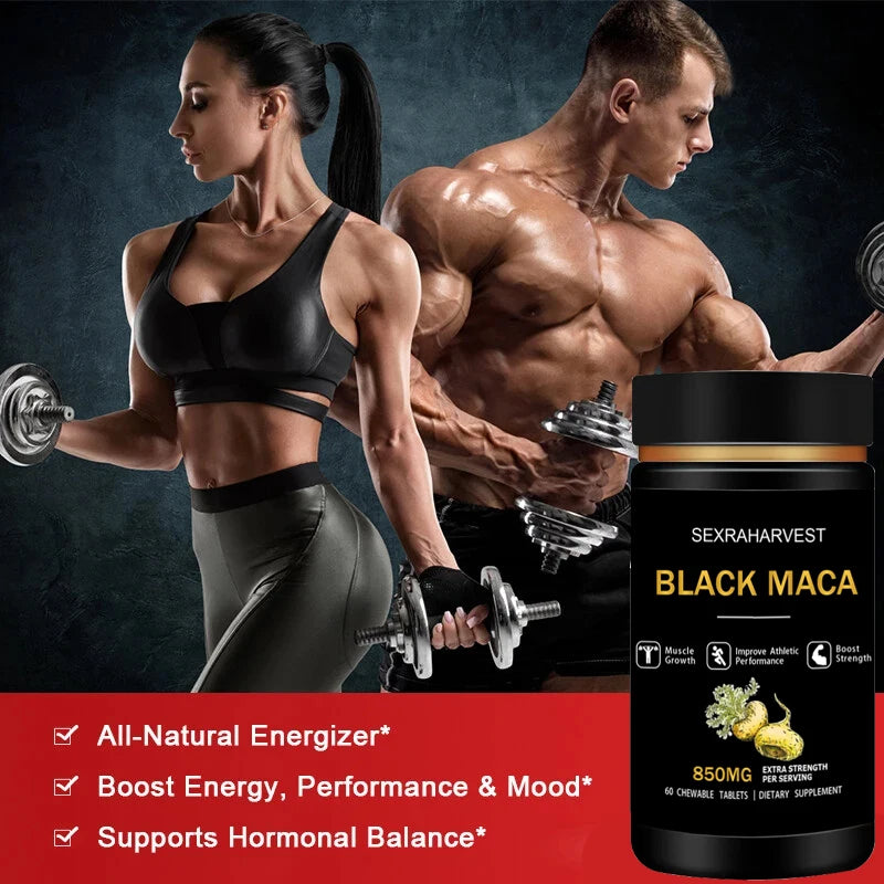 Powerful Black Maca Booster for Men and Women,Maca Pill Supplements for Health, Energy, Endurance, Muscle Mass,Maca Root Capsule