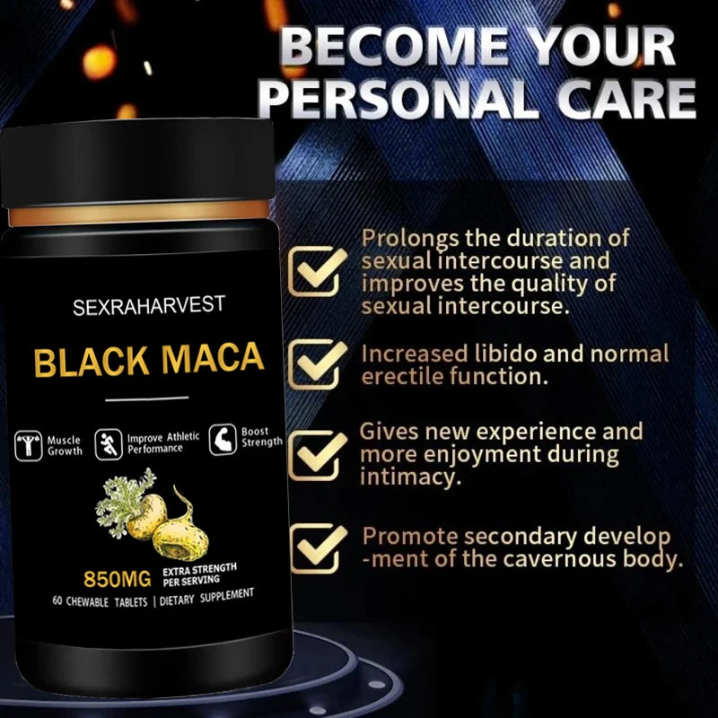 Powerful Black Maca Booster for Men and Women,Maca Pill Supplements for Health, Energy, Endurance, Muscle Mass,Maca Root Capsule