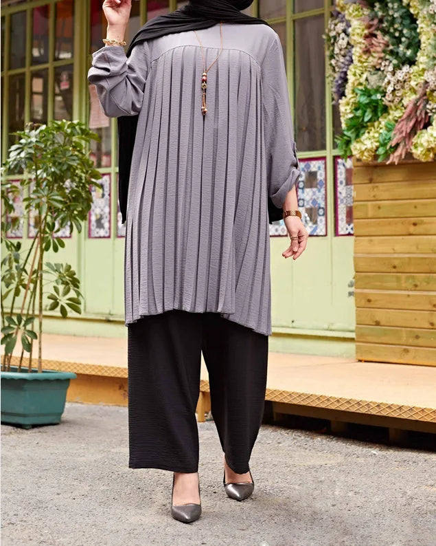 New 2025 Muslim Women's Blouse Shirt Adjustable Sleeve Women Fashion Top Islamism Blouses for Muslim Women Solid Oversized 5XL