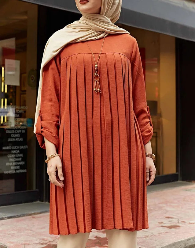 New 2025 Muslim Women's Blouse Shirt Adjustable Sleeve Women Fashion Top Islamism Blouses for Muslim Women Solid Oversized 5XL