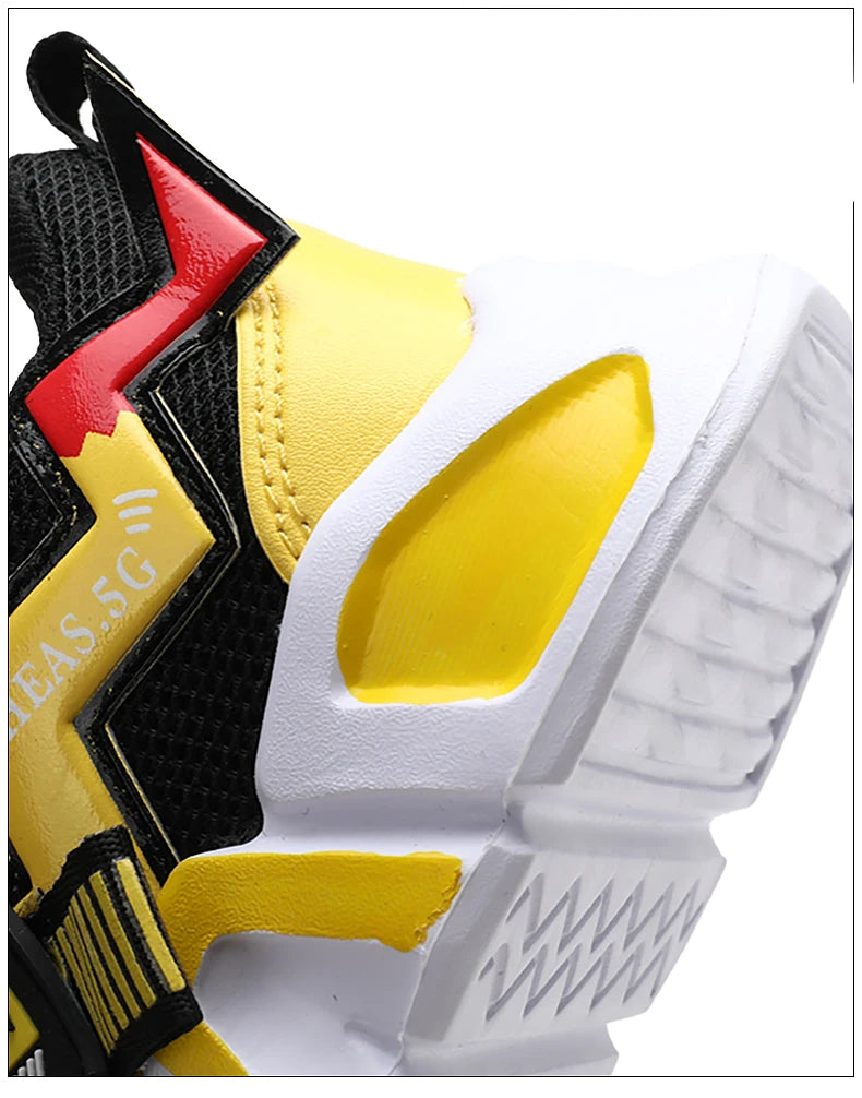 Cartoon Kids Shoes for Boys Mesh Sneakers Children Casual Sport Little Boy Running Tenis Yellow School Student Shoes 2023