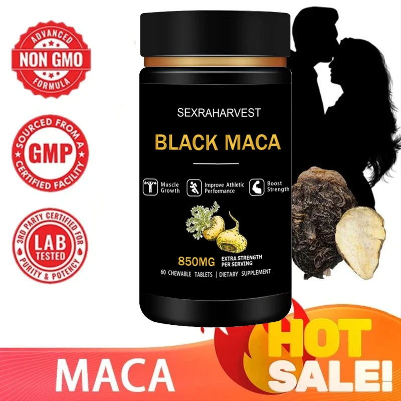 Powerful Black Maca Booster for Men and Women,Maca Pill Supplements for Health, Energy, Endurance, Muscle Mass,Maca Root Capsule