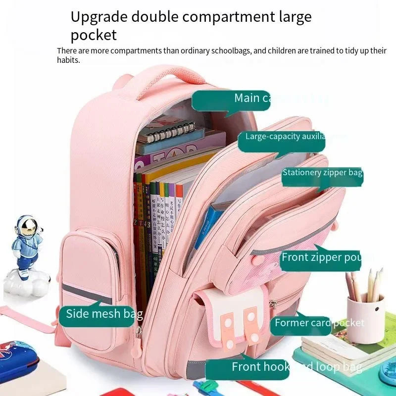 New Schoolbag Girls & Boy Primary School Students Large Capacity Backpack Female Boys Spine Protection Shoulder Bag