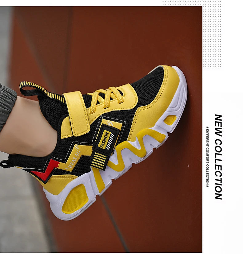 Cartoon Kids Shoes for Boys Mesh Sneakers Children Casual Sport Little Boy Running Tenis Yellow School Student Shoes 2023