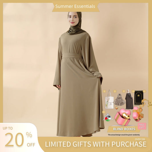 Elegant Solid Color Abaya For Muslimahs (MA036)