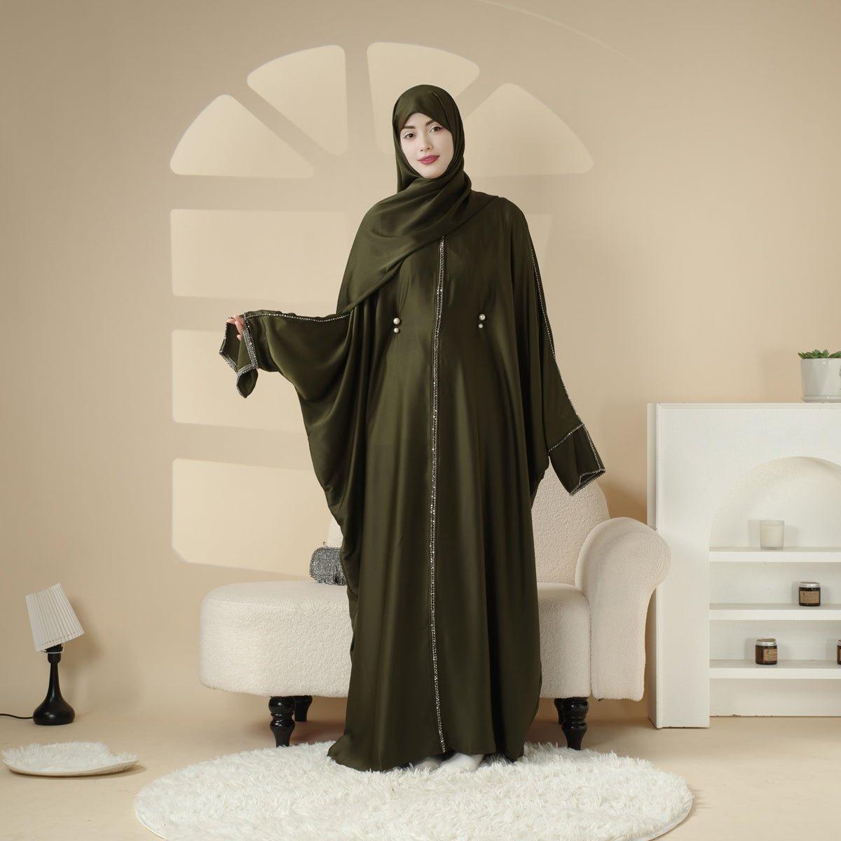 Batwing Abaya With Matching Hijab | Batwing Sleeve Abaya (MA041)